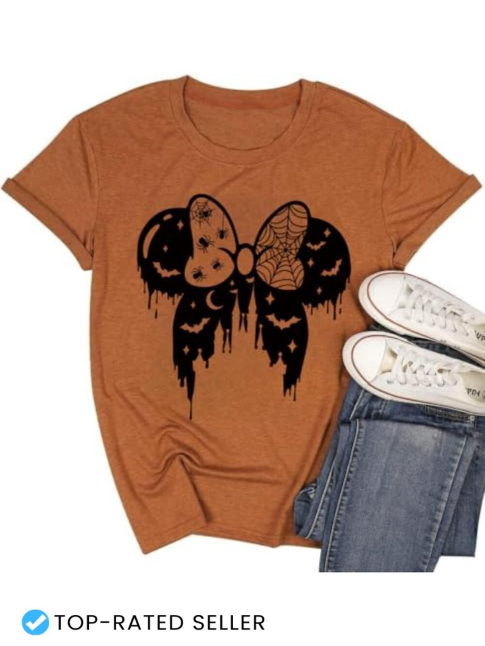 Halloween Graphic T-Shirt Women's Funny Castle Cotton Blend Tee